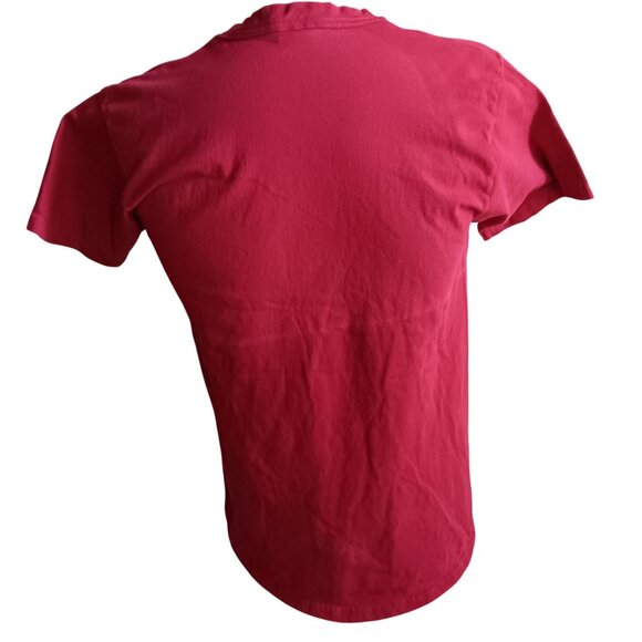 SMALL Vintage 1990's Mens Tee Medium RED POCKET T-shirt FRUIT LOOM FTL USA - Picture 3 of 6